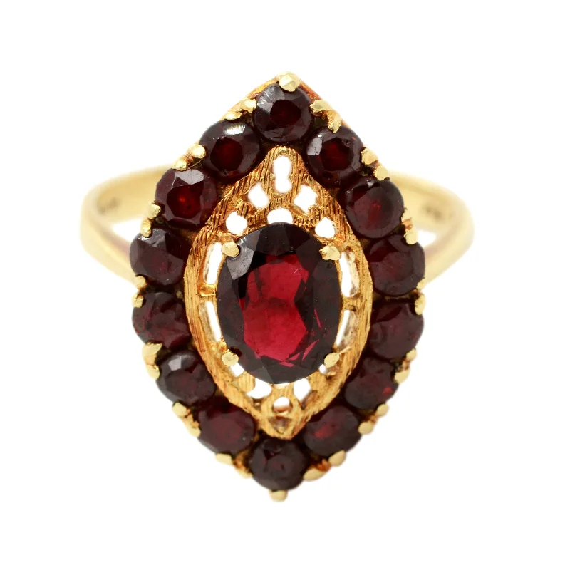 Premium Jewelry At Promotional Prices – Shine Today Antique Art Deco 2.60ctw Marquise Garnet Cocktail Ring - 18k Yellow Gold Size 9