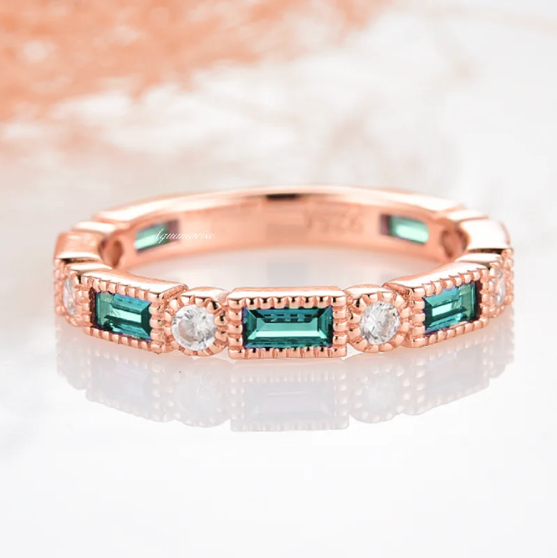 Ari Vintage Teal & Purple Alexandrite Band- 14K Rose Gold Vermeil