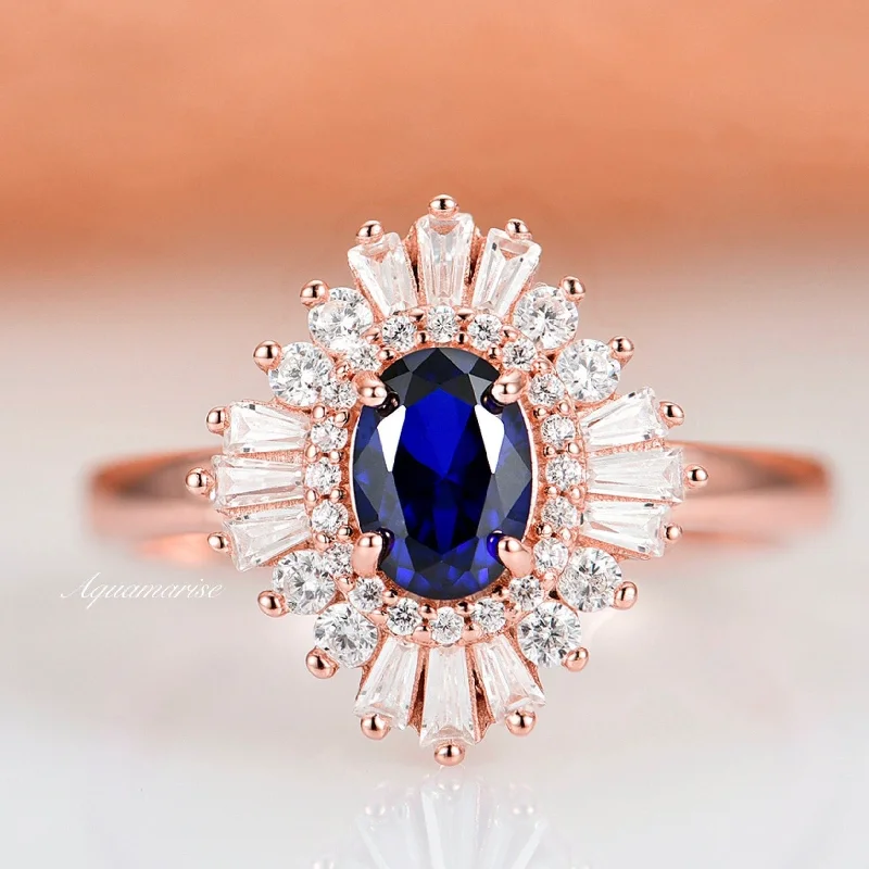 Victoria Sapphire Ring- 14K Rose Gold Vermeil