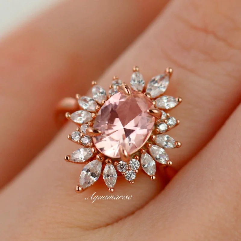 Aurora Morganite Ring- 14K Rose Gold Vermeil