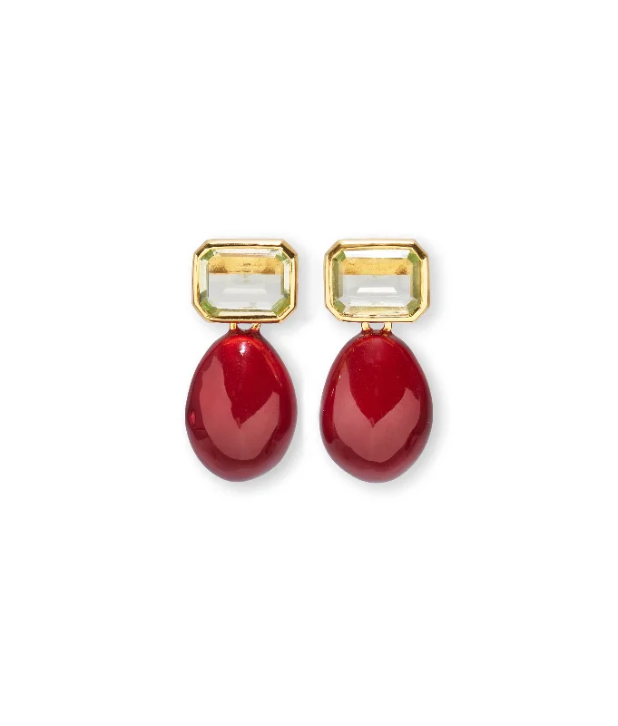 Jewelry Clearance – Final Chance To Save Big Bean Earrings in Burgundy Enamel