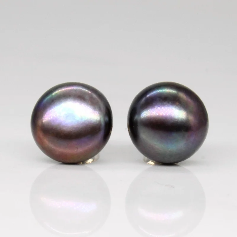 Jewelry Deals That Outshine The Rest Black Button Pearl Stud Earrings