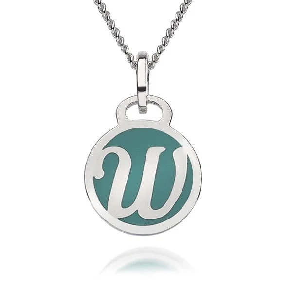 Blue Initial W Pendant