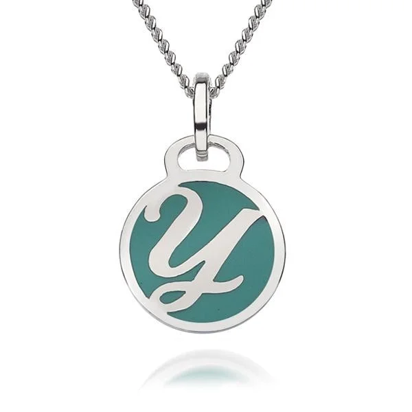 Blue Initial Y Pendant