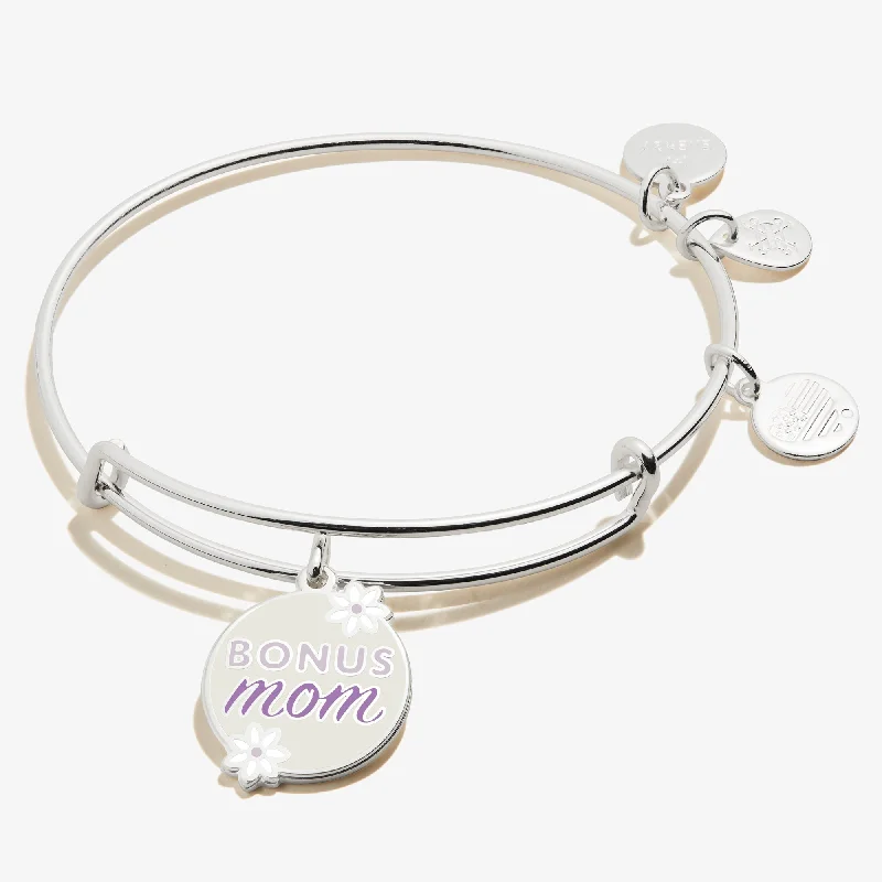 Luxury Handcrafted Jewelry For Elegant Looks 'Bonus Mom' Charm Bangle