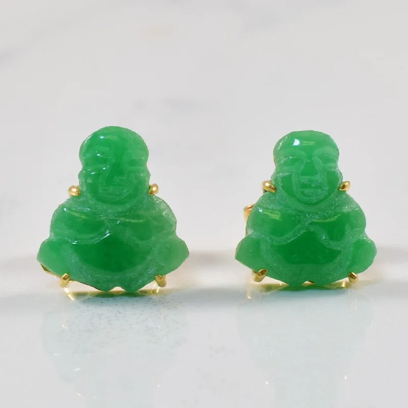 Limited-Time Offer On Premium Jewelry Collections Carved Jadeite Buddha Stud Earrings | 3.00ctw |