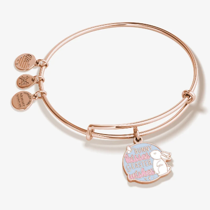 Personalized Engraved Jewelry For Meaningful Gifts 'Bunny Kisses & Easter Wishes' Charm Bangle