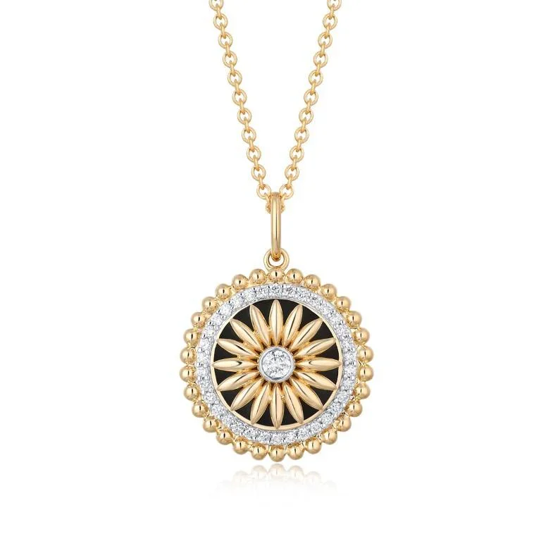 CAPRI BLACK + GOLD ENAMEL BURST NECKLACE