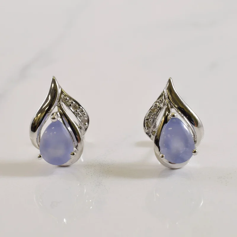 Timeless Jewelry Styles At Wallet-Friendly Prices Chalcedony & Diamond Stud Earrings | 1.00ctw, 0.02ctw |