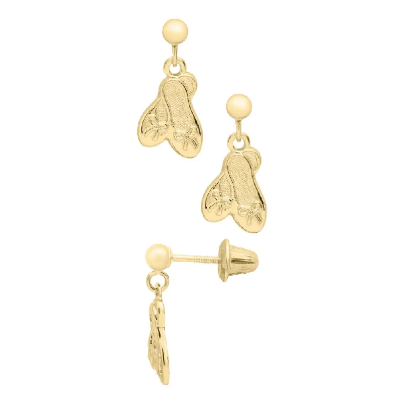 Children's 14k Yellow Gold Ballet Shoes Earrings