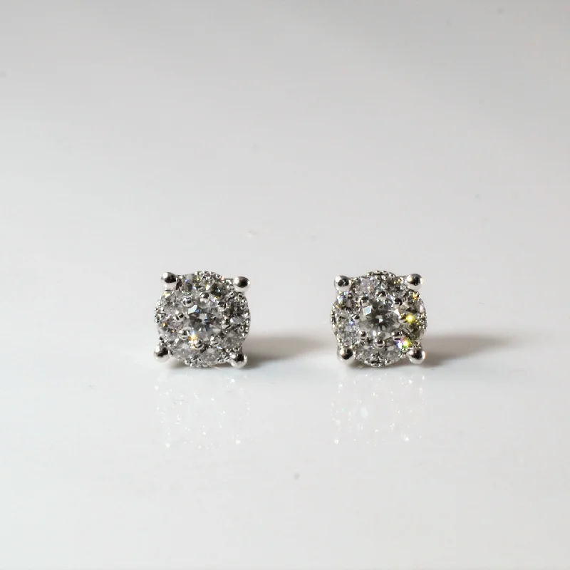 Holiday Jewelry Sale – Perfect Gifts At Great Prices Cluster Set Diamond Sterling Silver Stud Earrings | 0.50ctw |