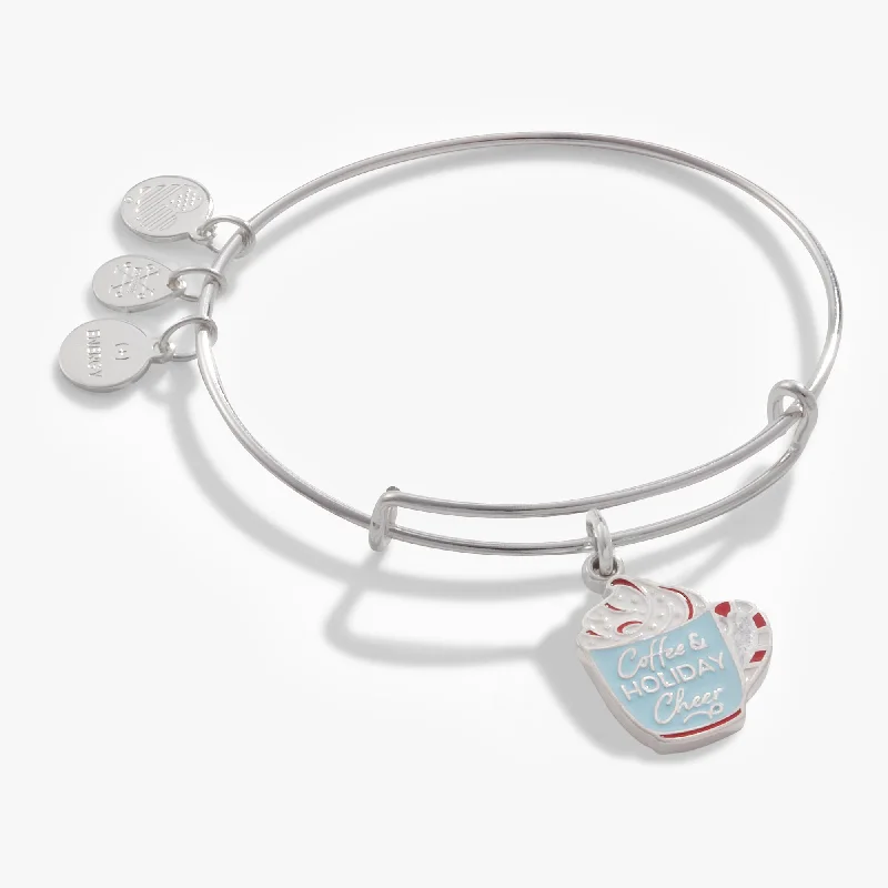 Limited Stock On Premium Jewelry At Low Prices 'Coffee + Holiday Cheer' Charm Bangle Bracelet