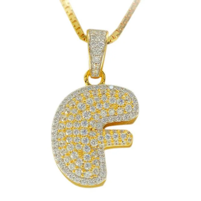 Silver Bubble Letter F Pendant