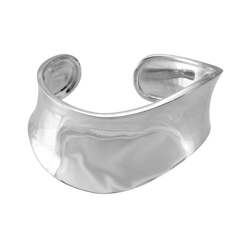 Sterling Silver Wavy Concave Cuff Bracelet