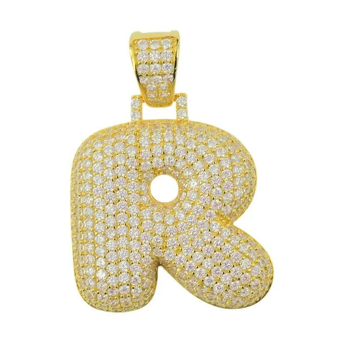 TVJR- Sterling Silver CZ Letter R Pendant