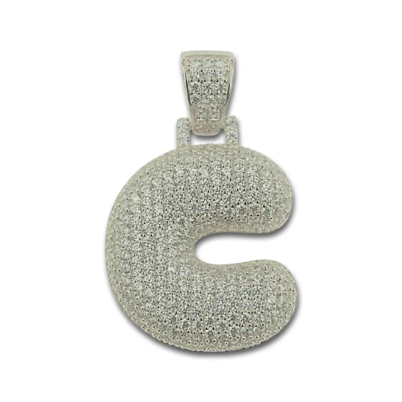 TVJE- Sterling Silver CZ Letter C Pendant