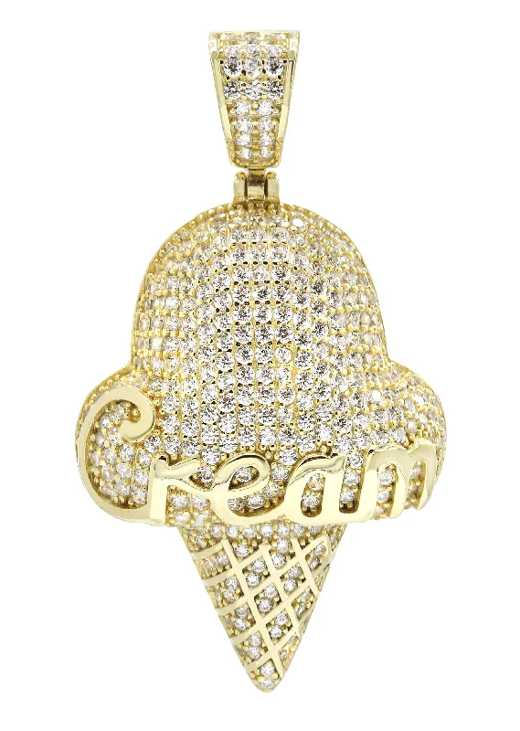 Silver Pendant - Gold Ice Cream Pendant | Appx 9.2 Grams