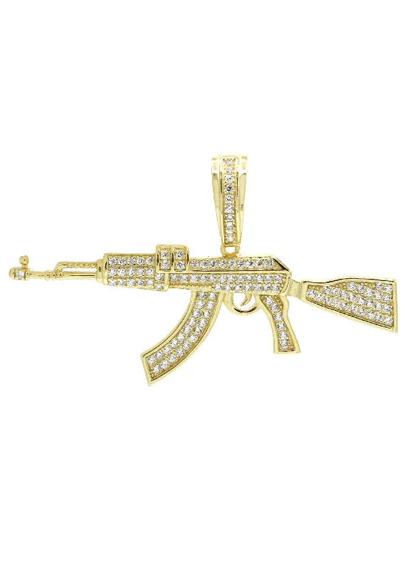 Silver Pendant - Gold Gun Pendant | Appx 5.2 Grams