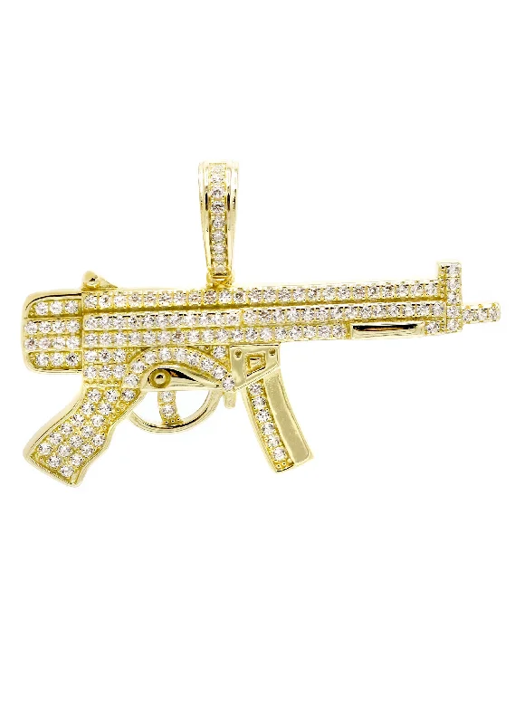 Silver Pendant - Gold Gun Pendant | Appx 6.4 Grams