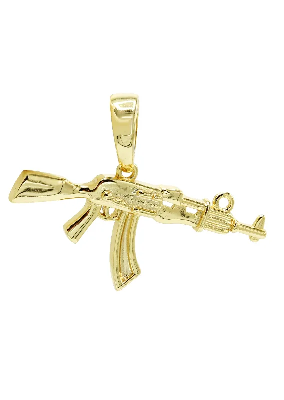 Silver Pendant - Gold Gun Pendant | Appx 2.2 Grams