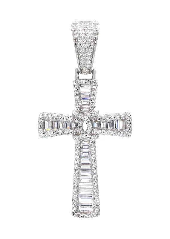 Silver Pendant - Silver Cross Baguette Pendant | Appx 6.7 Grams