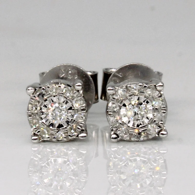 Bohemian-Inspired Jewelry For Free-Spirited Fashion Halo Set Diamond Stud Earrings | 0.09ctw |