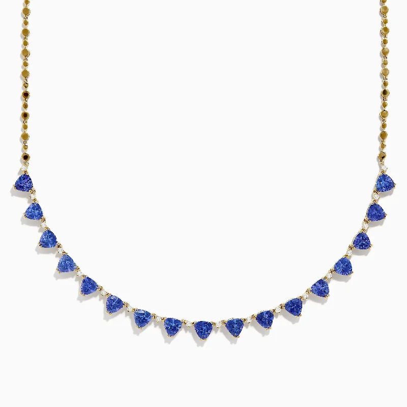 Exclusive Online Jewelry Sale – Don't Wait 14K Yellow Gold Tanzanite and Diamond Necklace