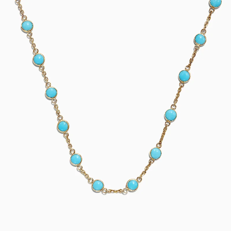 Elegant Jewelry At Unbeatable Prices – Shop Today 14K Yellow Gold Turquoise Necklace, 7.75 TCW