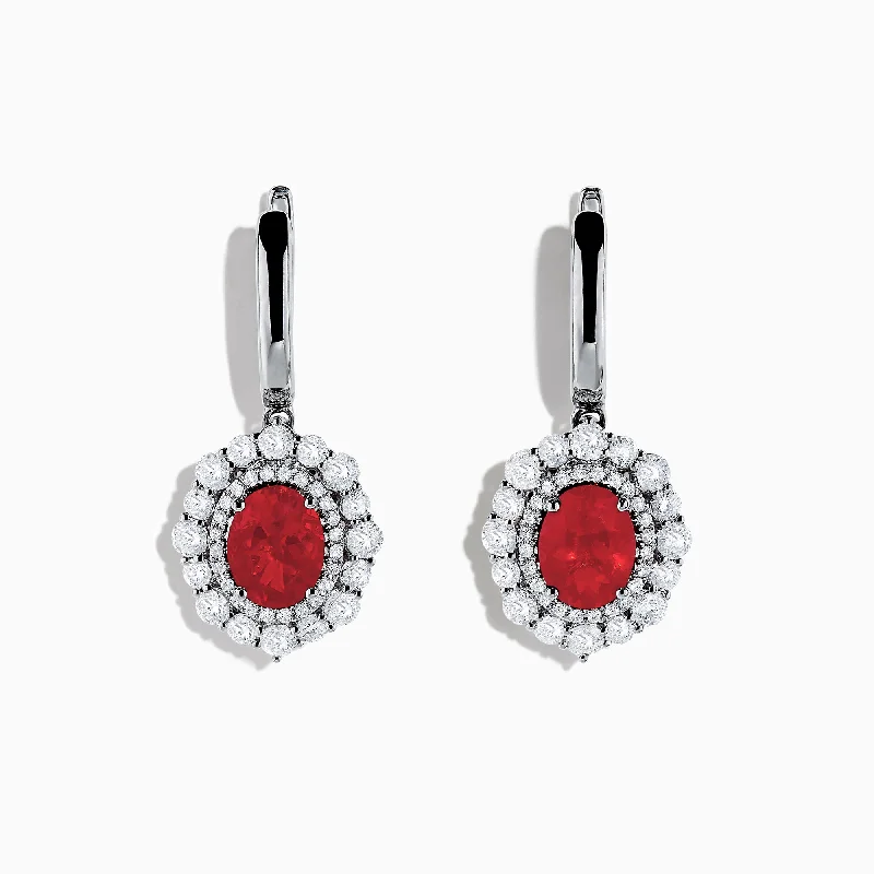 Unmissable Discounts On Timeless Jewelry Pieces 18K White Gold Fire Opal and Diamond Earrings, 4.46 TCW