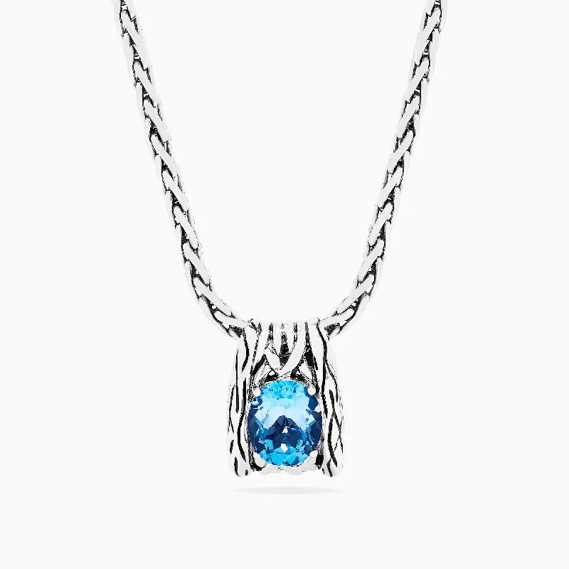 Trending Jewelry Styles Now At Limited-Time Discounts 925 Lagoon Sterling Silver Blue Topaz Pendant, 5.70 TCW