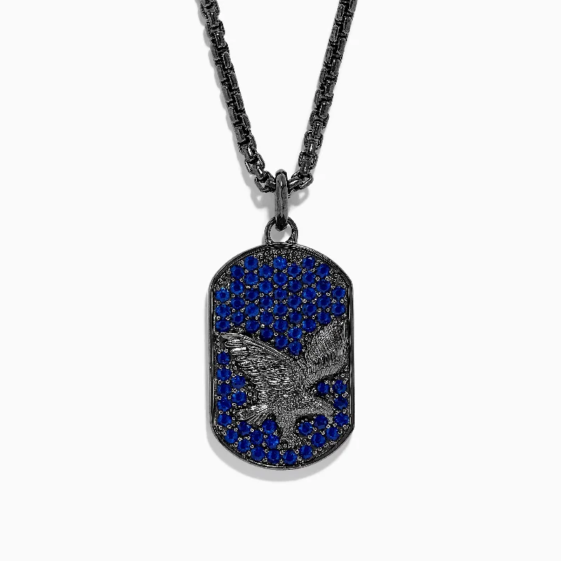 Bestselling Jewelry At Special Promotional Rates 925 Men's Sterling Silver Blue Sapphire Eagle Pendant