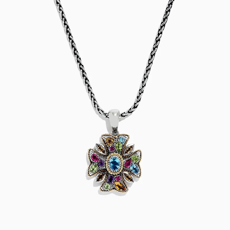 Make Every Moment Shine – Jewelry Discounts Available 925 Multi Gemstone Cross Pendant, 4.09 TCW