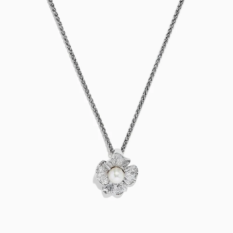 Elegant Jewelry Styles At Budget-Friendly Prices 925 Pearl Sterling Silver Pearl Flower Pendant