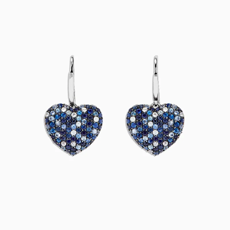 Handcrafted Beauty At Affordable Prices 925 Splash Sapphire Heart Earrings