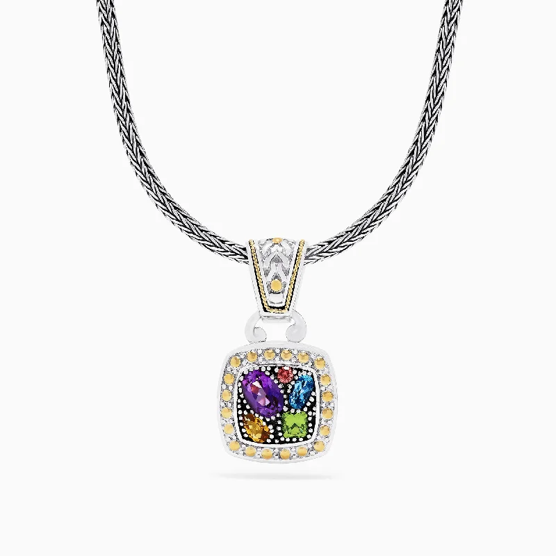 Don't Miss These Dazzling Jewelry Discounts 925 Sterling Silver & 18K Gold Accent Multi Gemstone Pendant, 1.59 TCW