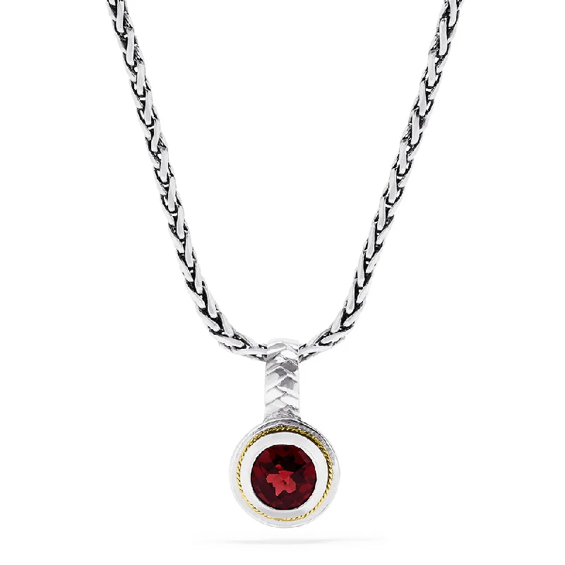 Exclusive Jewelry Sale – Grab Timeless Pieces Now 925 Sterling Silver & 18K Gold Accented Garnet Pendant, 0.20 TCW