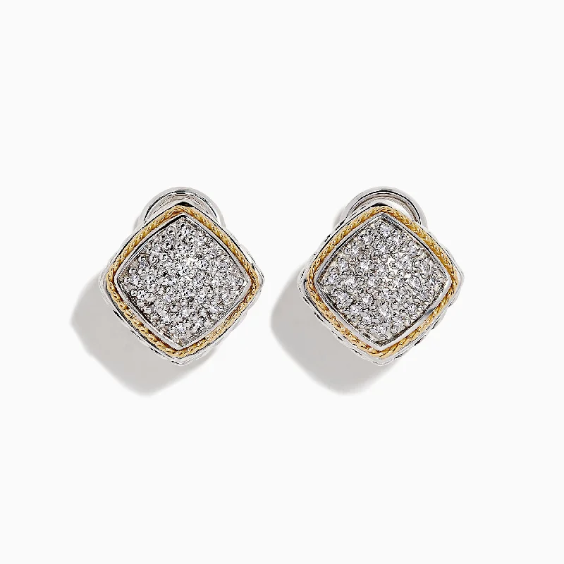 Must-Have Jewelry At Unbelievable Discounts 925 Sterling Silver & 18K Gold Diamond Earrings, 0.21 TCW