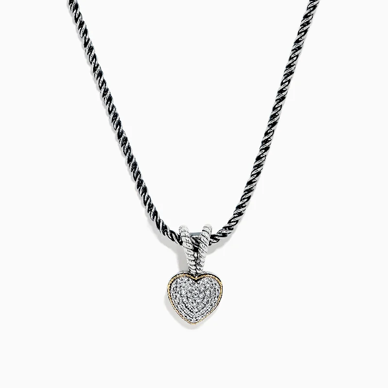 Stunning Jewelry Pieces At The Lowest Prices Ever 925 Sterling Silver & 18K Gold Diamond Heart Pendant, 0.15 TCW