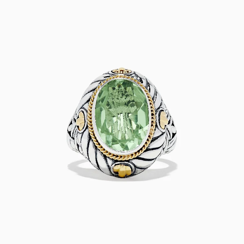 Jewelry Flash Sale – Stylish Designs At Unbeatable Rates 925 Sterling Silver & 18K Gold Green Amethyst Ring, 5.95 TCW