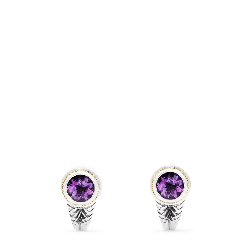 Unmissable Jewelry Discounts – Elevate Your Look For Less 925 Sterling Silver & 18K Yellow Gold Amethyst Earrings, 3.33 TCW