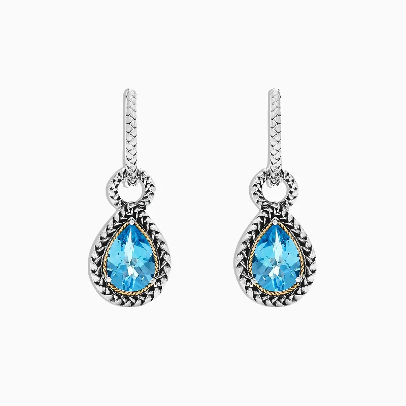 Upgrade Your Collection With Our Limited-Time Jewelry Sale 925 Sterling Silver & 18K Yellow Gold Blue Topaz Earrings, 4.56 TCW