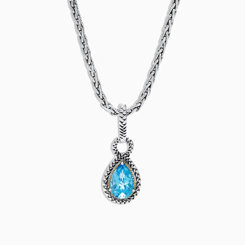 Shop Dazzling Rings, Earrings, And More At Special Discounts 925 Sterling Silver & 18K Yellow Gold Blue Topaz Pendant, 3.14 TCW