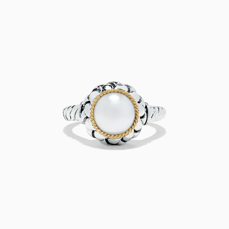 Best-Selling Jewelry Styles Now At Exclusive Discounts 925 Sterling Silver & 18K Yellow Gold Cultured Fresh Water Pearl Ring