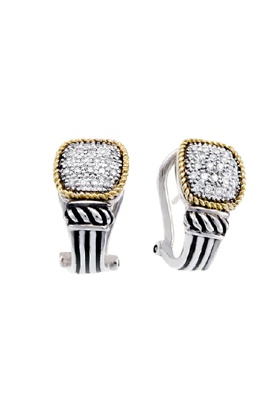 Affordable Gold-Plated Jewelry For Modern Fashion 925 Sterling Silver & 18K Yellow Gold Diamond Earrings, 0.30 TCW