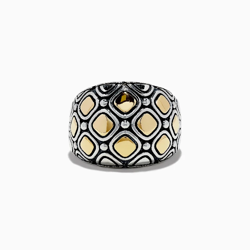 Fashion-Forward Geometric Jewelry For Contemporary Style 925 Sterling Silver & 18K Yellow Gold Ring