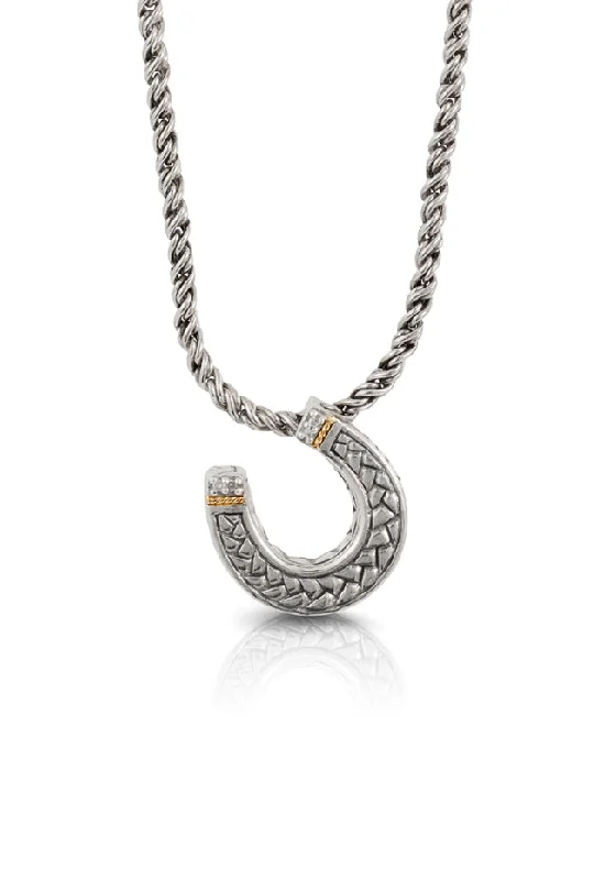 Shop Elegant Jewelry At Unbeatable Prices 925 Sterling Silver & 18L Gold Horseshoe Pendant