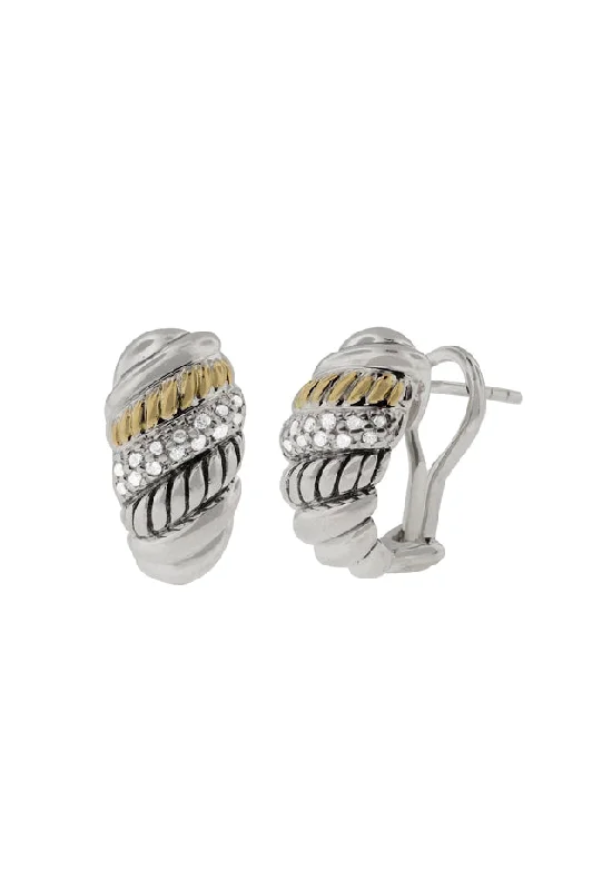 Unique Jewelry Designs Now At Discounted Rates 925 Sterling Silver and 18K Gold Diamond Earrings