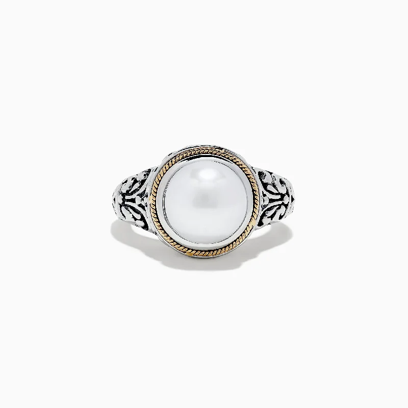 Luxury Jewelry Sale – Sparkle For Less 925 Sterling Silver and 18K Gold Fresh Water Pearl Ring