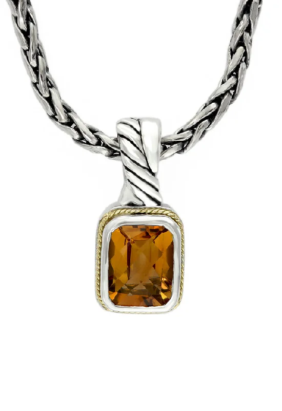 Limited-Stock Jewelry Clearance – Grab Your Favorites Now 925 Sterling Silver and 18K Yellow Gold Citrine Pendant, 2.47 TCW