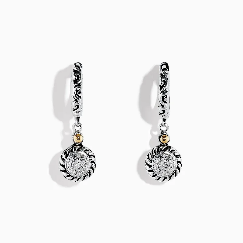 Elegant Jewelry At Unbeatable Offers – Shop Before It's Gone 925 Sterling Silver and 18K Yellow Gold Diamond Drop Earrings